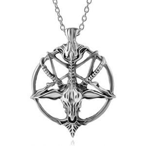 Collier Avec Pendentif En Forme De Temple Satanique, T&ecirc;te De Ch&egrave;vre, Pentagramme Invers&eacute;, En Acier Inoxydable, Cadeau Pour Autel, D&eacute;coration Satanique, Gothique, Punk, Sorci&egrave;re, Wicca - Neuf