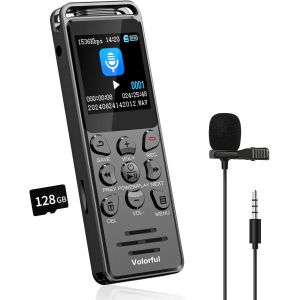 144GB 70H Dictaphone Enregistreur Vocal Numérique, 1,44"" Écran Couleur Enregistreur Audio avec Activation Vocale,Lecteur MP3,USB-C Enregistreur de Voix avec Lecture pour Réunions Entretiens.[V14] - Neuf
