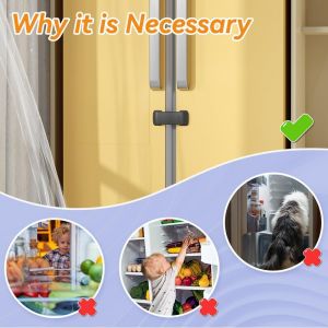 2 Pi&egrave;ces Baby Safety Serrure De Porte De R&eacute;frig&eacute;rateur Fran&ccedil;ais,Serrure De R&eacute;frig&eacute;rateur &Agrave; Double Porte &Agrave; L&iquest;&Eacute;preuve Des Enfants (Noir) - Neuf