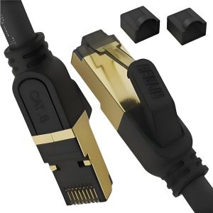 Premium Copper Multistrand Ethernet Cable RJ45 Cat 8 Super Speed SSTP 40Gbps 2000MHz Compatible with Router Switch Modem Decoder TV Box Internet PS5 PS4 Xbox PC Games Console (4 Meters) - Neuf
