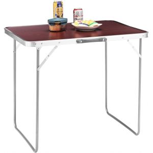 Ulteronixshop-Table De Camping Pique-Nique Effet Bois, Structure En Aluminium, Syst&egrave;me Pliable Avec Poign&eacute;e Pour Transport Facile, Table Pour Jardin Et Repas Ext&eacute;rieur, Dimensions 60 X 80 X 68 Cm - Neuf