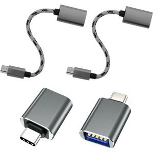 KALANKA-Adaptateur USB C vers USB 3.0 (Lot de 4), C&acirc;ble Adaptateur OTG USB-A Femelle &agrave; USB-C M&acirc;le Compatible avec MacBook Pro, Samsung Galaxy, T&eacute;l&eacute;phones Type-C, Tablettes et Plus (Gris) - Neuf