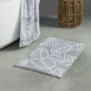 KALANKA-Tapis de Salle de Bain Matteo - 100% Coton - 50x80cm - Gris - Neuf