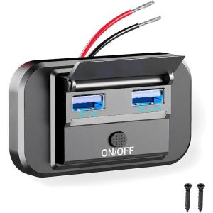 Thef-Prise Usb 12-24v Rv Avec Interrupteur D'alimentation 36w Double Prise Charge Rapide Usb 2.1a/1a 12v 24v Chargeur De Voiture Rv Panneau Commutation Chargeur De Voiture Avec Couvercle Etanche - Neuf