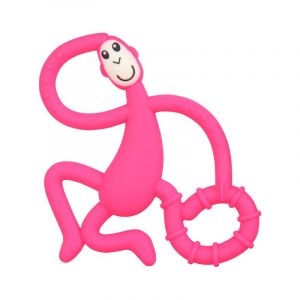 Silicone Antimicrobien, Facile À Saisir, Sans Bpa, À Partir De 3 Mois, 10 Cm, Mini Singe Rose - Neuf