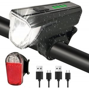 Lumi&egrave;re V&eacute;lo,Lampe V&eacute;lo Led Puissantes Rechargeable 2000mah 50 Lumens,Lumi&egrave;re V&eacute;lo Avant Et Arri&egrave;re &Eacute;tanche Ipx4 Pour Vtt Course Cycliste - Neuf