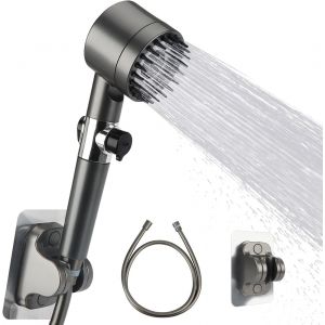 KGABERY-Pomme De Douche Anti Calcaire Haute Performance Avec Tuyau Douche 1.5M,Economie D'Eau Et Support Réglable À 3 Modes,Facile À Nettoyer,Pommeau De Douche Haute Pression,Salle De Bain Moderne - Neuf