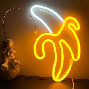KAL-Guirlande Lumineuse Néon En Forme De Banane À Suspendre, Fonctionne Avec Usb Ou À Piles, Pour La Maison, La Chambre, Le Bar, Le Restaurant, Noël, La Fête D'Anniversaire, Le Cadeau De Noël - Neuf