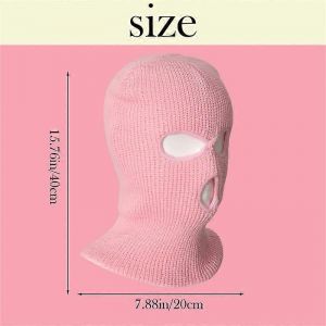 3 Trous Cagoule Tricot Bonnets Bonnet Hiver Chaud Casquettes Unisexes Rose - Neuf