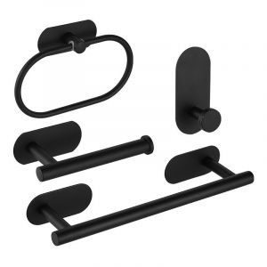 Salle de bain Serviette Rack, 4 Pièces, de Haute Qualité, Épaisseur de l'Acier Inoxydable 304 Accessoires de salle de Bain, Pas de Perçage Adhésif porte-Serviettes, Convient pour salle de Bain/Cuisine - Neuf