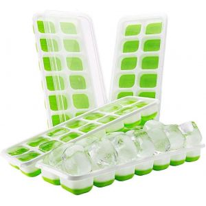 Bac À Glaçons À 14 Compartiments Paquet De 4 Bac À Glaçons En Silicone Avec Couvercle Bac À Glaçons Cool Storage - Neuf