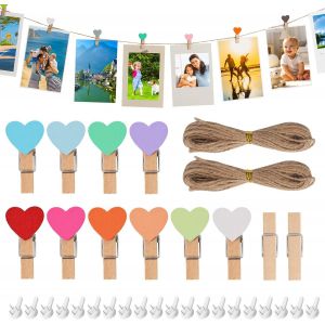 Mevronisshop-Lot De 100 Mini Pince A Linge Bois - En Bois Massif, Durables Et Solides - Pince &Agrave; Linge Pour Accrocher Des Photos, Des Cartes D'anniversaire, Des D&eacute;corations D'&eacute;v&eacute;nements, Etc - Neuf
