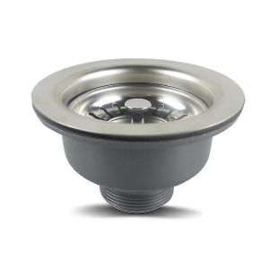 Cr&eacute;pine et bouchon d'&eacute;vier en acier inoxydable gris 114 mm - Neuf