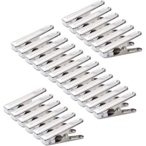 MEVRONISSHOP-80Pcs Pince a Linge en Acier Inoxydable, Epingle a Linge INOX Durables avec Blanc Doux Gripper Pad pour Serviettes, Chaussettes, Underwears et V&ecirc;tements - Neuf