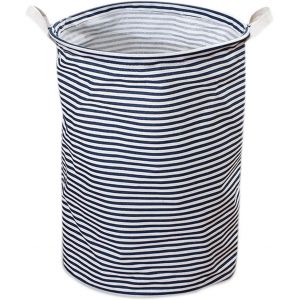 MEVRONISSHOP-1 panier &agrave; linge pliable, panier &agrave; linge portable &eacute;tanche et portable, panier de rangement ray&eacute; bleu, panier peu encombrant avec poign&eacute;es pour chambre &agrave; coucher et salle de bain - Neuf