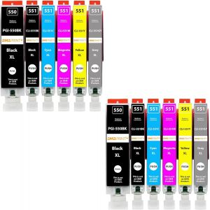 ERYI-12 Xl Cartouches Compatible Avec Canon Pgi 550 Cli 551 Pour Pixma Ip8700 Ip8750 Mg6300 Mg6350 Mg7100 Mg7150 Mg7500 Mg7550 - Neuf
