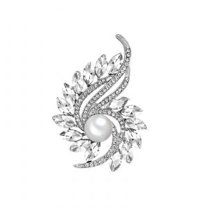 Pince &Agrave; Foulard Pour Pull, Broche Fleur Rotative Orn&eacute;e De Diamants, Accessoire De Mode, Broche Fleur Perle Blanche Taille Unique - Neuf