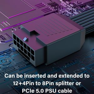 PCI-E 5.0 C&acirc;ble d'Extension, 30 cm Angle Droit 16 Broches (12 + 4) M&acirc;le &agrave; Femelle PCI-E C&acirc;ble d'Extension 16AWG 12VHPWR PCI-E 5.0 C&acirc;ble pour RTX 4090 4080 3090 Ti, Noir, Type A - Neuf