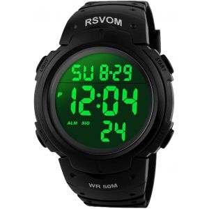 Eryi-Yesure Montre De Sport Pour Homme, Étanche 5 Atm, Avec Alarme, Rétro-Éclairée Noir - Neuf