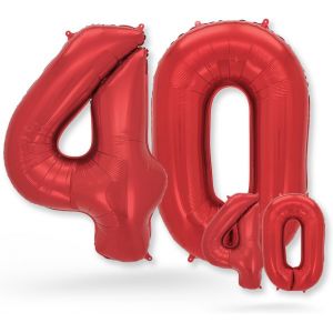 Ballon decoration anniversaire 40 ans-Lot de 2-Ballons Numéro 40 en Rouge-deco anniversaire 40 ans femme ou homme-Gonflables à l'Hélium-Happy Birthday Decoration-Rouge Chiffre 40 - Neuf