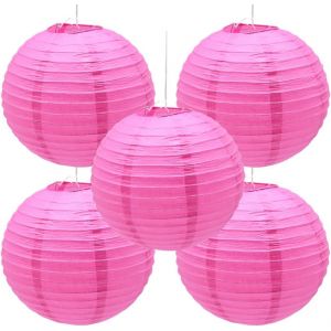 KALANKA-Lot de 5 lanternes rondes en papier, 30,5 cm, en forme de boule, pour fête, mariage, décoration de jardin (DL/rose) - Neuf