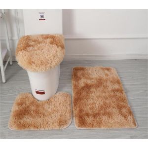 KAL-Lot De 3 Tapis De Salle De Bain Doux En Microfibre U2013 Tapis De Bain Antidérapant Et Pelucheux U2013 Housse De Siège De Toilette Pour Salle De Bain U2013 Tapis De Bain Absorbant L'Eau, Lavab - Neuf