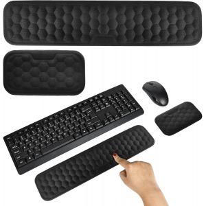 Repose-poignet pour clavier et souris,repose-poignets,clavier avec point de massage,repose-poignet ergonomique en mousse à mémoire de forme,pour bureau et jeux,noir - Neuf