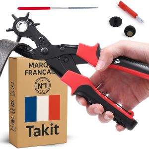 Jexnovashop-Pince Perforatrice Cuir - Pince Revolver - 6 Tailles (2 &Agrave; 4,5 Mm), Acier Au Mangan&egrave;se, R&eacute;glable - Ceinture, Sac, Bracelet Montre - Neuf