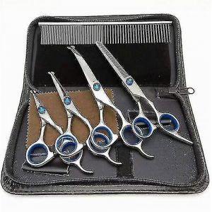 Ensemble De Ciseaux De Toilettage Pour Animaux, Ciseaux De Coiffure De S&eacute;curit&eacute; En Acier Inoxydable &Agrave; Bouts Ronds, Kit D'outils De Coupe De Cheveux - Neuf