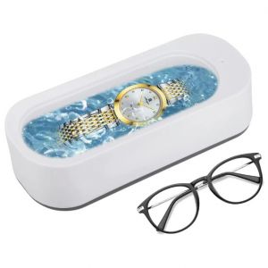 Nettoyeur à ultrasons 300 ml, 46 000 Hz, cuve en acier inoxydable et polypropylène, appareil de nettoyage à ultrasons pour lunettes, montres, bijoux, colliers, prothèses dentaires, bagues, argent - Neuf