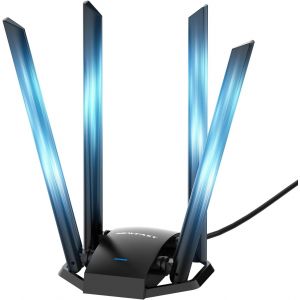 Clé Wifi Puissante Ac1300 Mbps Clé Wifi Usb 3.0 Double Bande 5g 2.4g Adaptateur Usb Wifi Avec 4 Antenne 6dbi Mu-Mimo,Dongle Wifi Compatible Avec Windows Xp/7/8/8.1/10/11 - Neuf