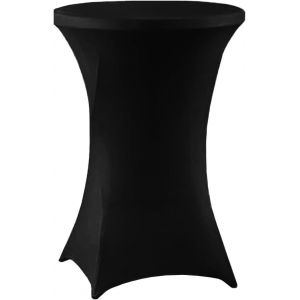 Nappes Extensible Housse De Table En Spandex, Couverture De Table Ronde 80cm Lavable, Nappe De Cocktail Infroissable Convient Pour Banquet Mariage Anniversaire Bar Table (Noir,80dx110h Cm) - Neuf