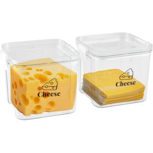 Gothicana By Emppaquet De 2 Boîte À Fromage Pour Frigo,Anti Odeur Boîte De Rangement De Avec Couvercle - Pour Les Morceaux Et Les Tranches De Fromage Cuisine Cave A Fromage,Sans Bpa, 10.5 X 10.5 X 9. - Neuf
