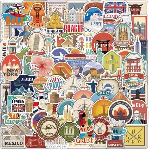 100 Pièces Autocollant Voyage, Voyage Cartes Sticker, Autocollants Pays Villes, Autocollants De Voyage Vintage, Stickers Scrapbooking Voyage Pour Ordinateur Portable, Bagages, Skateboard - Neuf