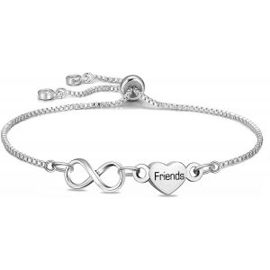 Bracelet De Parenté Avec Chaîne Délicate Et Pendentif Infini - Bijoux Pour Femme - Bijoux De Consanguinité - Bracelets De Tennis En Forme De C?ur En Acier Inoxydable - Souvenir D'anniversaire, - Neuf
