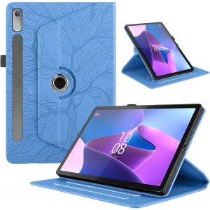 Kal-Coque Pour Lenovo Tab P11 Pro 2nd Gen 11.2"" 2022 Tb138/Tb132 Housse Pu Cuir Flip Cover Arbre De Vie Tablette Case 360&deg;Rotatif Multi-Angle Support Fonction &Eacute;tui De Protection,Bleu - Neuf