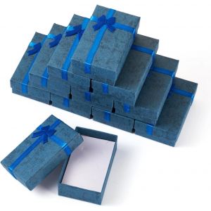 Lot De 12 Bo&icirc;tes Cadeau En Carton Avec Noeud Pour Collier, Bracelet, Boucles D'oreilles, No&euml;l, Saint-Valentin, 8 X 5 Cm, Bleu - Neuf