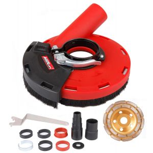 JEXNOVASHOP-Capot de Protection Meuleuse Angulaire 115/125mm avec bague d'adaptation et connecteur d'aspirateur +Disque Diamant &agrave; Meuler B&eacute;ton 125mm - Neuf