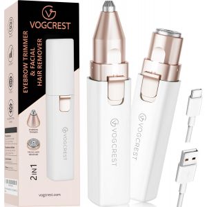 &Eacute;pilateur Pour Sourcils Et Poils Du Visage Pour Femmes: Rasoir &Eacute;lectrique 2 En 1 Pour Le Visage Et Les Sourcils - Lumi&egrave;re Led Int&eacute;gr&eacute;e Pour L'&eacute;pilation Du Visage Des L&egrave;vres Et Du Corps (Blanc) - Neuf