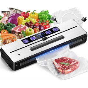Machine Sous Vide Alimentaire avec Double Thermoscellage, 7en1 Appareil Sous Vide Alimentaire Jusqu'&agrave; Huit Fois Plus Frais,80KPA Appareils de Mise Sous Vide Alimentaire pour Aliments Sec/Humide - Neuf