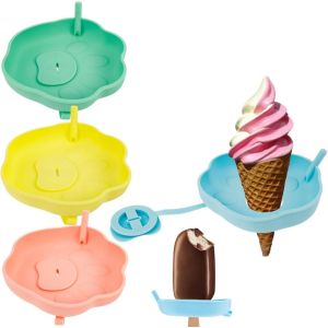Kal-Lot De 4 Moules À Glace, 2 En 1, Anti-Gouttes, Pour Enfants, En Silicone, Avec Paille, Sans Bpa, Fleurs Rondes, 11 Cm, Avec Bouchon Amovible - Neuf