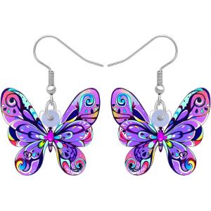 Kal-Boucles D'oreilles Papillon En Acrylique Insectes Pendentif Papillon Cadeaux Pour Femmes Filles Printemps Bijoux Papillon - Neuf