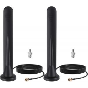 SUBZONAL-Lot de 2 Antennes 5G LTE avec Base Magnétique 12DBI 3m Câble, Amplificateur Signal Intérieur et Extérieur Omnidirectionnelle Port TS-9/SMA pour 3G/4G/5G/GSM/GPRS Routeur Passerelle Modem Cam - Neuf