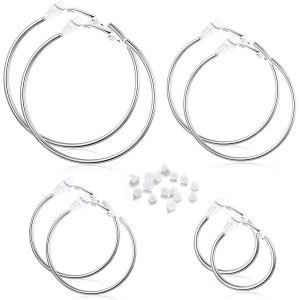 Kalhx-14k Clip Sur Boucles D'oreilles Créoles Clip Non Piercing Sur Boucles D'oreilles Pour Femmes 30mm 40mm 50mm 60mm - Neuf