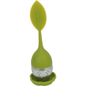 Acier Inoxydable Infuseur À Thé Avec Couvercle Passoire En Silicone Feuille Verte - Neuf