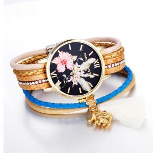 Lvpai Femmes Femelle Quartz Mouvement Bracelet Montre Analogique Cadran Rond Montre-Bracelet Beige - Neuf