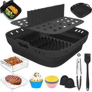 ERSHI-Accessoire Air Fryer,14 PCS Silicone Moule Air Fryer R&eacute;utilisable,Accessoires pour Philip XL 6,2L, COSORI 5,5L 4,7L, Cecotec[2387] - Neuf