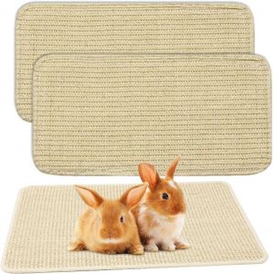 Kalanka-2 Pi&egrave;ces Sisal Naturel 20 X 40 Cm Tapis Lapin Accessoires Autocollant Jouet Lapin Fermeture Auto-Agrippante Tapis Griffoir Chat Accessoire Pour Petits Animaux M&acirc;cher Dormir Faire Son Nid - Neuf