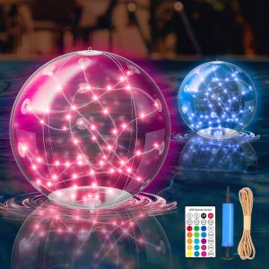 2 Pièces Lampe Flottante Piscine Solaire,Ø 35cm Boule Lumineuse Piscine Flottante Solaire,Ip68 Étanches Boule Lumineuse Piscine Solaire Pour Piscine Plage Jardin Décoration (Multicolore) - Neuf