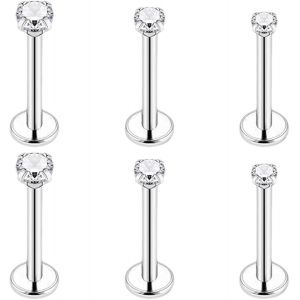 Kal-316l Acier Inoxydable Cz Lot Boucles D'oreilles Femme Homme Cartilage Helix Boucles D'oreilles Piercing Ronde Cubique Zircone Boucle D'oreille &Agrave; Vis &Agrave; Billes Dos Plat Barbell - Neuf